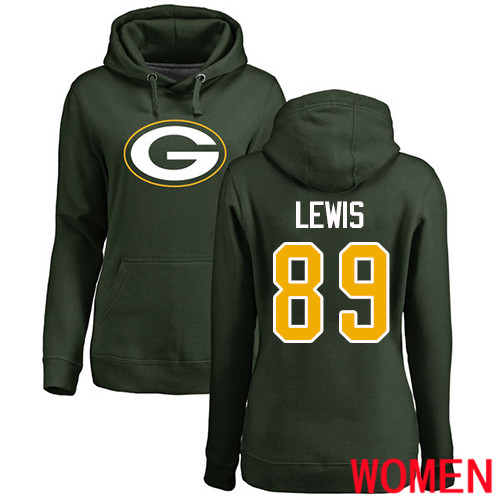 Green Bay Packers Green Women #89 Lewis Marcedes Name And Number Logo Nike NFL Pullover Hoodie Sweatshirts->green bay packers->NFL Jersey